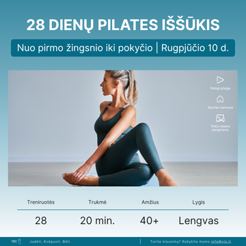28 dienų pilates iššūkis – Nuo pirmo žingsnio iki pokyčio | Rugpjūčio 10 d.