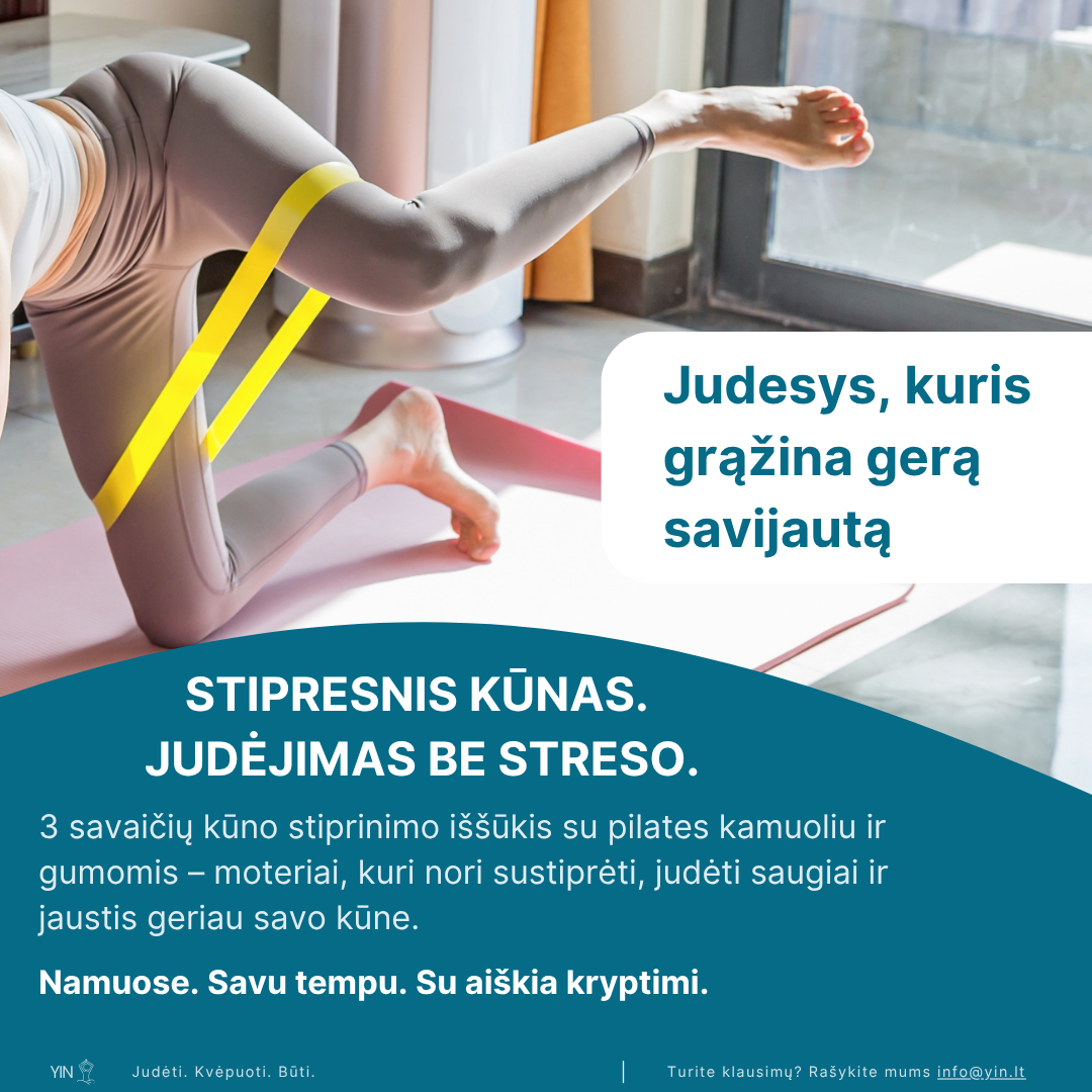 3 savaičių kūno stiprinimo iššūkis – Su pilates kamuoliu ir gumomis | Birželio 1 d.